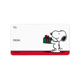 Erdnüsse   Snoopy Weihnachtsgeschenk Geschenkmarke Adressaufkleber