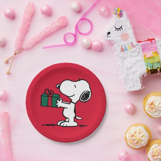 Erdnüsse | Snoopy Weihnachtsgeschenk Pappteller (Party)
