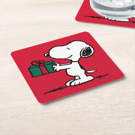 Erdnüsse | Snoopy Weihnachtsgeschenk Rechteckiger Pappuntersetzer (angewinkelt)