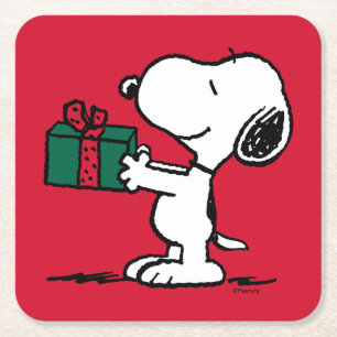 Erdnüsse   Snoopy Weihnachtsgeschenk Rechteckiger Pappuntersetzer
