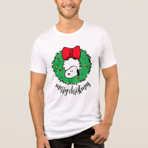 Erdnüsse Snoopy Weihnachtskranz & Bow Tri-Blend Shirt