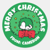 Erdnüsse | Snoopy Weihnachtskranz Runder Aufkleber (Vorderseite)