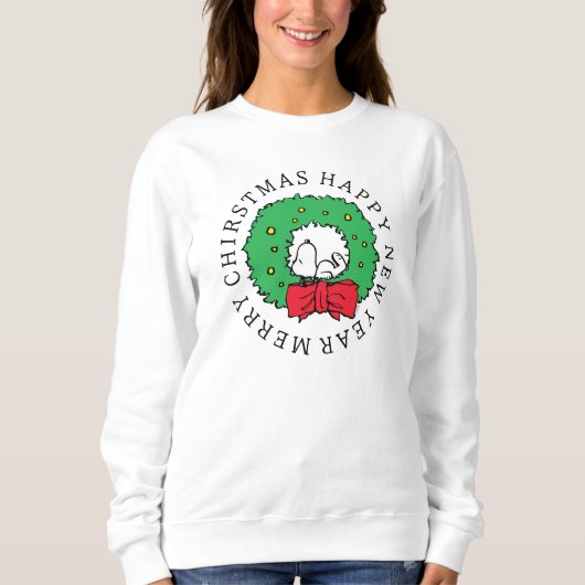 Erdnüsse | Snoopy Weihnachtskranz Sweatshirt (Vorderseite)