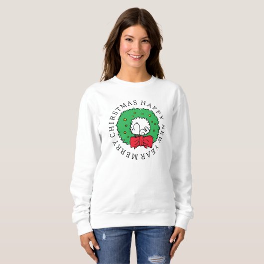 Erdnüsse | Snoopy Weihnachtskranz Sweatshirt (Vorne ganz)