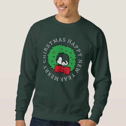 Erdnüsse | Snoopy Weihnachtskranz Sweatshirt (Vorderseite)