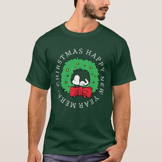Erdnüsse | Snoopy Weihnachtskranz T-Shirt (Vorderseite)