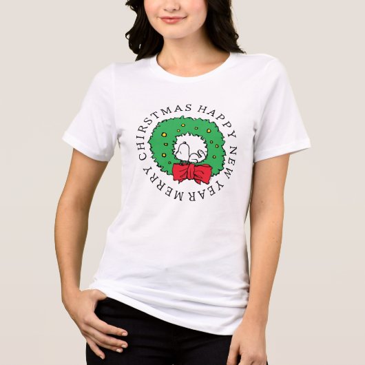 Erdnüsse | Snoopy Weihnachtskranz Tri-Blend Shirt (Vorderseite)