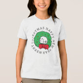 Erdnüsse | Snoopy Weihnachtskranz Tri-Blend Shirt (Vorderseite)