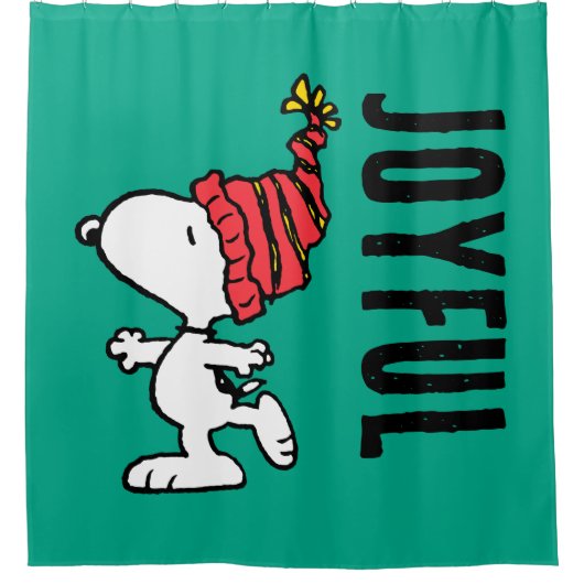Erdnüsse | Snoopy Winter Beanie Cap Duschvorhang (Vorderseite)