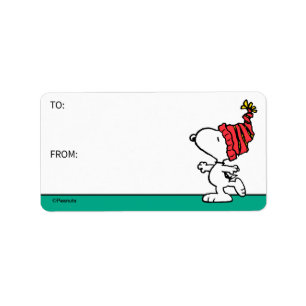 Erdnüsse   Snoopy Winter Beanie Cap Gift Tag Adressaufkleber