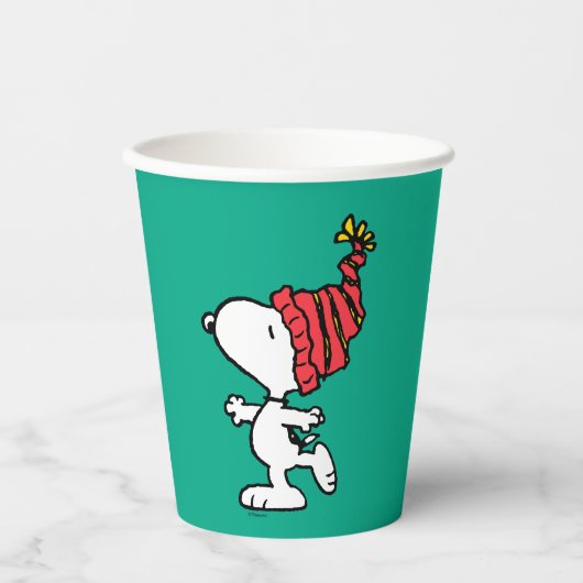Erdnüsse | Snoopy Winter Beanie Cap Pappbecher (Vorderseite)