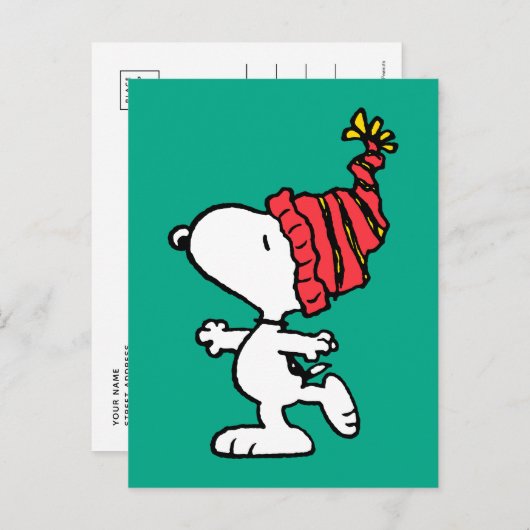 Erdnüsse | Snoopy Winter Beanie Cap Postkarte (Vorne/Hinten)