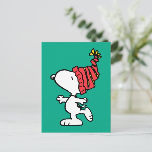Erdnüsse | Snoopy Winter Beanie Cap Postkarte (Stehend Vorderseite)