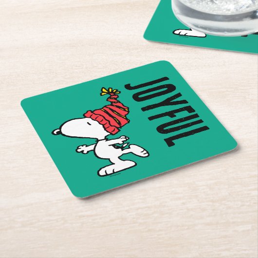 Erdnüsse | Snoopy Winter Beanie Cap Rechteckiger Pappuntersetzer (angewinkelt)