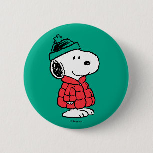 Erdnüsse Snoopy Winter Coat & Hat Button