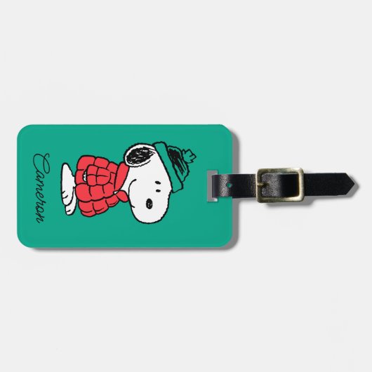 Erdnüsse | Snoopy Winter Coat & Hat Gepäckanhänger (Vorderseite horizontal)