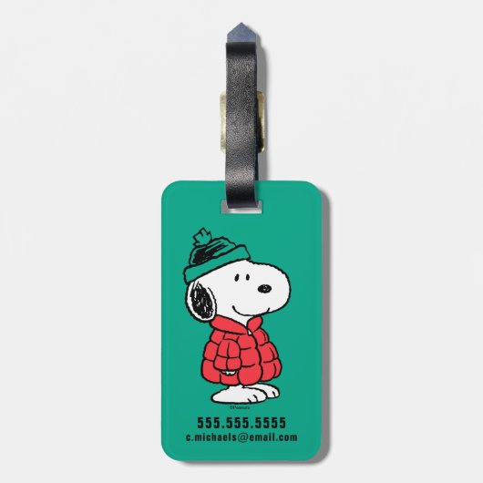 Erdnüsse | Snoopy Winter Coat & Hat Gepäckanhänger (Rückseite vertikal)