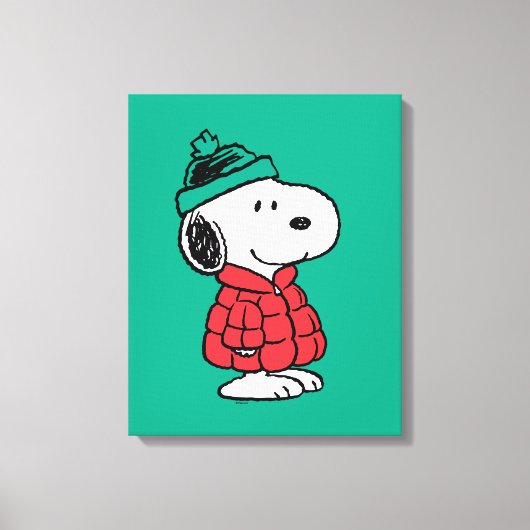 Erdnüsse | Snoopy Winter Coat & Hat Leinwanddruck (Vorderseite)