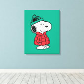 Erdnüsse | Snoopy Winter Coat & Hat Leinwanddruck (Insitu (Holzboden))