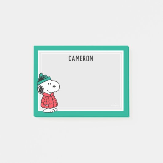 Erdnüsse | Snoopy Winter Coat & Hat | Name hinzufü Post-it Klebezettel (Vorderseite)