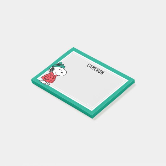 Erdnüsse | Snoopy Winter Coat & Hat | Name hinzufü Post-it Klebezettel (angewinkelt)