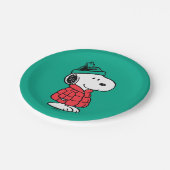 Erdnüsse | Snoopy Winter Coat & Hat Pappteller (Schrägansicht)