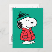 Erdnüsse | Snoopy Winter Coat & Hat Postkarte (Vorne/Hinten)