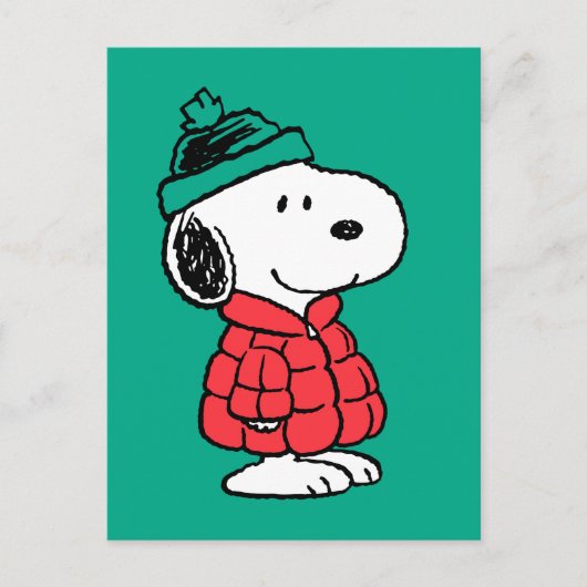Erdnüsse | Snoopy Winter Coat & Hat Postkarte (Vorderseite)