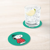 Erdnüsse | Snoopy Winter Coat & Hat Runder Pappuntersetzer (Vor Ort)