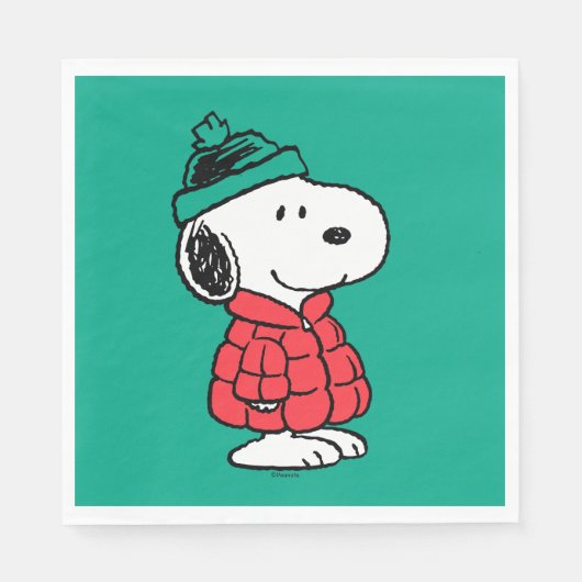 Erdnüsse | Snoopy Winter Coat & Hat Serviette (Vorderseite)