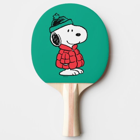 Erdnüsse | Snoopy Winter Coat & Hat Tischtennis Schläger (Vorderseite)