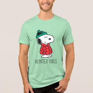 Erdnüsse Snoopy Winter Coat & Hat Tri-Blend Shirt