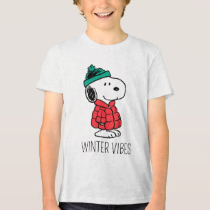 Erdnüsse Snoopy Winter Coat & Hat Tri-Blend Shirt