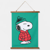 Erdnüsse | Snoopy Winter Coat & Hat Wandteppich Mit Holzrahmen (Vorderseite)