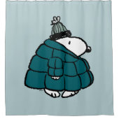 Erdnüsse | Snoopy Winter Puffer Jacket Duschvorhang (Vorderseite)