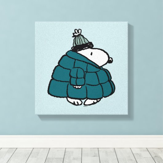Erdnüsse | Snoopy Winter Puffer Jacket Leinwanddruck (Insitu (Holzboden))