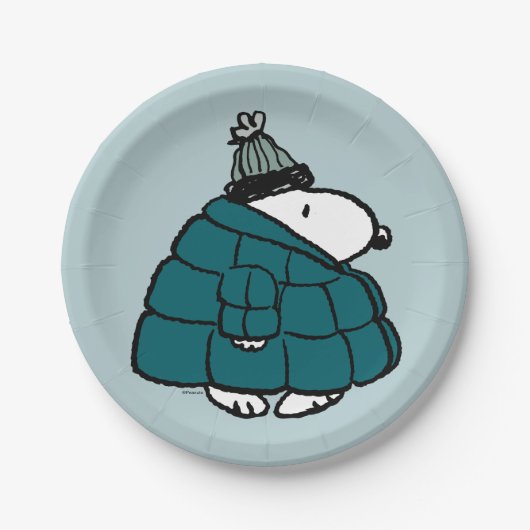 Erdnüsse | Snoopy Winter Puffer Jacket Pappteller (Vorderseite)