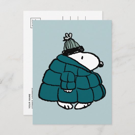 Erdnüsse | Snoopy Winter Puffer Jacket Postkarte (Vorne/Hinten)