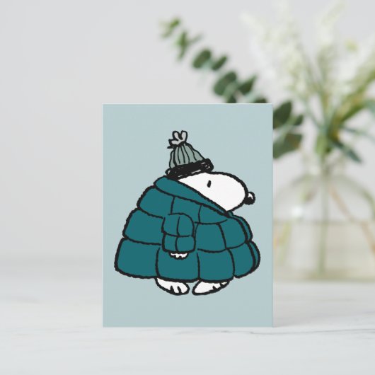 Erdnüsse | Snoopy Winter Puffer Jacket Postkarte (Stehend Vorderseite)