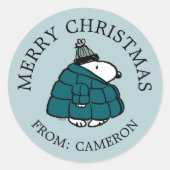 Erdnüsse | Snoopy Winter Puffer Jacket Runder Aufkleber (Vorderseite)