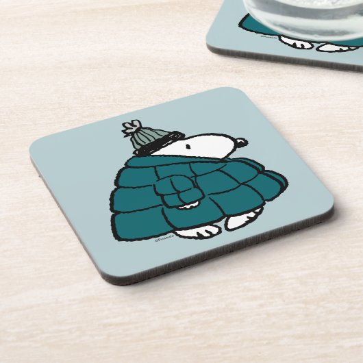 Erdnüsse | Snoopy Winter Puffy Jacket Getränkeuntersetzer (Linke Seite)