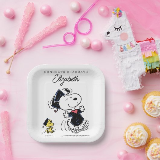 Erdnüsse | Snoopy & Woodstock Abschluss Pappteller (Party)