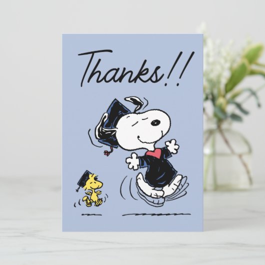 Erdnüsse | Snoopy & Woodstock Abschluss Vielen Dan Dankeskarte (Stehend Vorderseite)