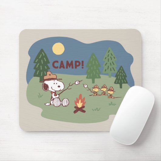 Erdnüsse | Snoopy & Woodstock am Campfire Mousepad (Mit Mouse)