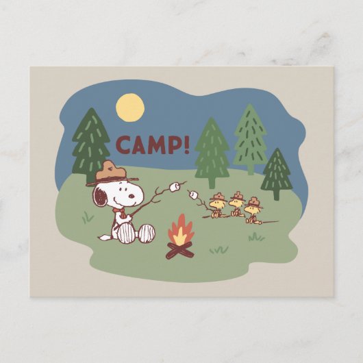 Erdnüsse | Snoopy & Woodstock am Campfire Postkarte (Vorderseite)