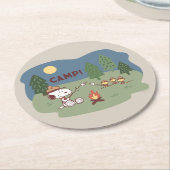 Erdnüsse | Snoopy & Woodstock am Campfire Runder Pappuntersetzer (Angewinkelt)
