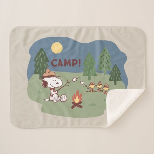 Erdnüsse | Snoopy & Woodstock am Campfire Sherpadecke (Vorderseite (Horizontal))