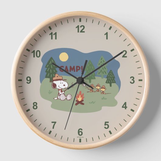 Erdnüsse | Snoopy & Woodstock am Campfire Uhr (Vorderseite)