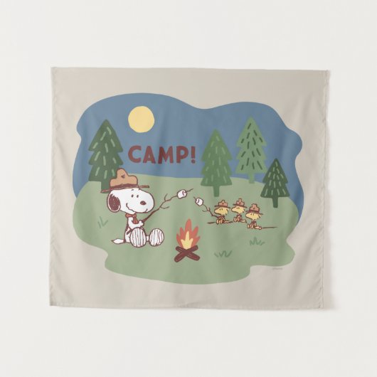 Erdnüsse | Snoopy & Woodstock am Campfire Wandteppich (Vorderseite (Horizontal))