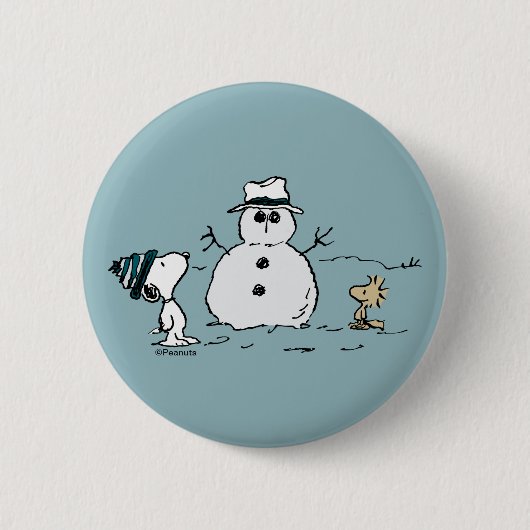 Erdnüsse | Snoopy & Woodstock Bau a Snowman Button (Vorderseite)